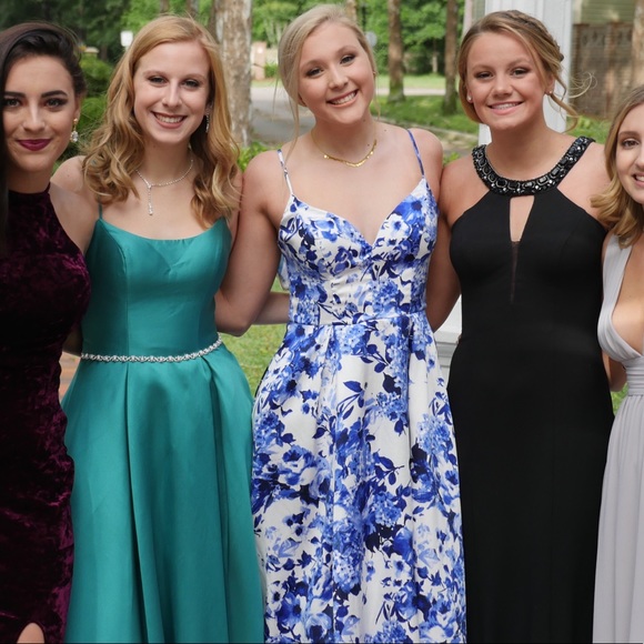 Blue floral prom dress - Picture 1 of 3